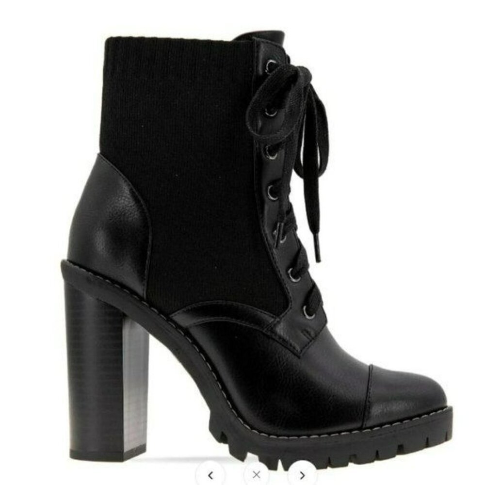 BCBGENERATION PILAS FAUX LEATHER LACE-UP BOOTIES , SIZE 10, NIB